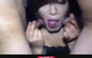 Mature Asian Crossdresser Sucks Two Cocks