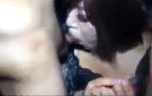Mature Asian Crossdresser Sucks Two Cocks