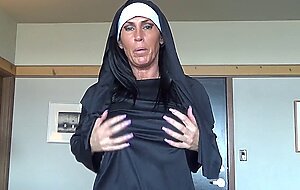 Milf katie, nun gives in and fucks two men