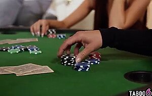 Poker night with lesbian couple had her losing the last hand