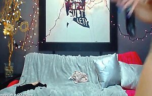 Big-Titted Blonde Fucks Herself with a Dildo on Webcam