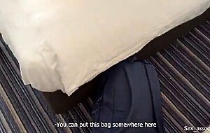 Stepmother shares the hotel bed and her ass with a stepson