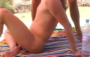 Bareback Fun on the Beach with Outdoor Couple