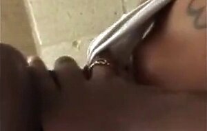 Public Blowjob on Black Tits