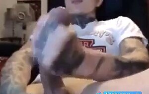 Latin Twink With Biggest Tattooed Cock Masturbates