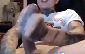 Latin Twink With Biggest Tattooed Cock Masturbates