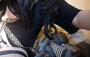 Big-Cock Crossdresser Plays Solo on Webcam