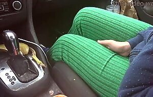 Busty french amateur stepmom touching her stepsons cock in the car