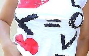 Busty petite teen posing