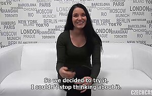 Submissive teen experiencing first threesome,