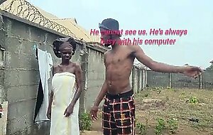 Sex addicted housewife nasty bitch fuck her husband brother outside behind the window