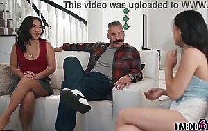 Asian teen step daughter twins share step dad his big cock