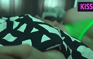 Step mom shared bed after scary movie with step son and seduced him to fuck till accidental creampie