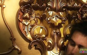 Horny dude gets to cum all over her pretty face