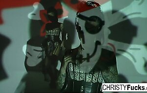 Sexy Christy Mack the Pirate plays with her pussy