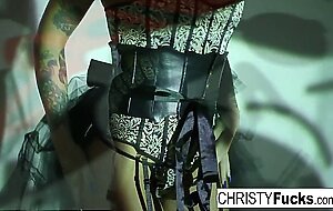 Sexy Christy Mack the Pirate plays with her pussy