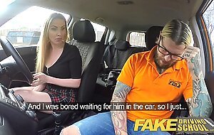 Fake Driving School Fake instructors hot car fuck with busty blonde minx