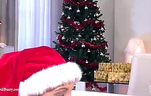 Santa's Busty Helpers in Hot Double Dildo Action