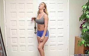 Horny milf strokes an erected cock