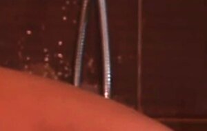 Naughty girl fucked with monster dildo, caught a peeping roommate and stringed his ass on this dildo