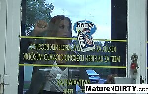 Sexy blonde MILF gets fucked in a gas station