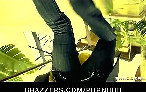 Horny wife Ava Addams fucks two big-dicks in front of her husband