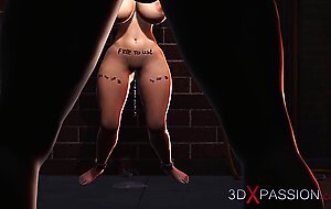 Sub-slut gagged and fucked. Big tits whore gets fucked hard by black cock