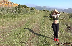 He surprised me with a huge cumshot in my face on top of a mountain