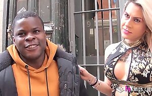 SPECTACULAR BLONDE SHEMALE wants her porn debut in an orgy with 3 BBCs!!!