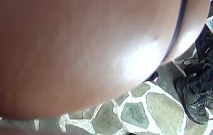 Hairy milf surprised by the voyeur while fucking