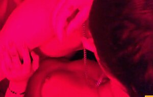 Real Couple having Passionate and Romantic Sex under Red Led Lights
