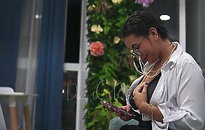 Horny secretary fuck a BIG dildo after work