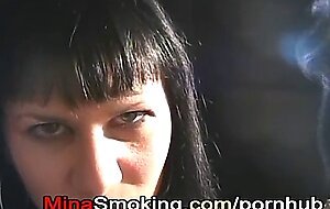 Smoking handjob by sexy strict housewife Mina