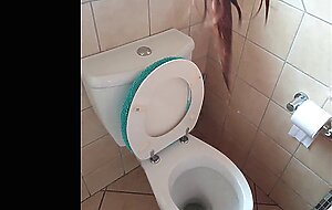 Teen slut gets pissed on with her head in the toilet with face slaps and spit | fucked with head in