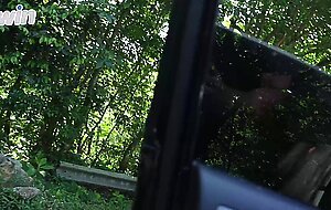Busty brunette showing off and giving a blowjob on the avenue | Victoria RC | LP Producoes