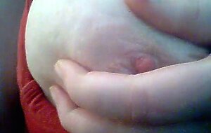Licking and sucking my own tits