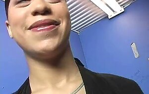 Ebony teen shows off her blowjob skills at gloryhole 19