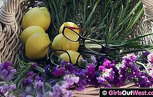 Hirsute lesbians pleasure each other orally in the garden