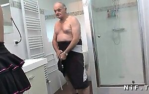 Chubby french teen gets banged before blowing an old man