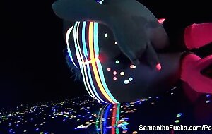 Samantha gets off in this super hot black light Halloween solo