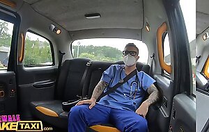 Female Fake Taxi Billie Star fucks a lucky male nurse in her taxi