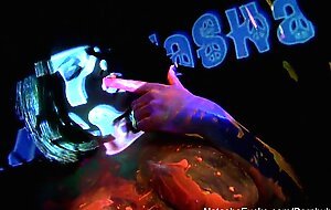 Blacklight tease and BTS with busty Natasha Nice