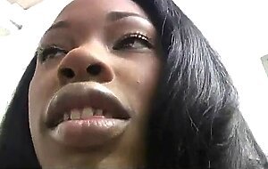 Cute amateur black girl sucks off big white dong 2