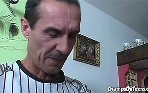 Teen bangs horny wrinkly old man