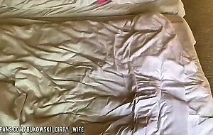 a depraved bitch in a black dress stretches her pussy for a big dick