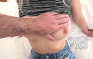 Watch this tall and leggy blonde 19-yr-old with 32D titties suck cock