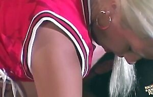 To make the cheerleading team the busty blonde lets him use pound tight butt vigorously