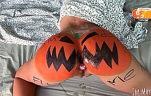 The local slut gets fucked by the whole town on Halloween 