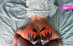 The local slut gets fucked by the whole town on Halloween 