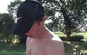 French mature gets hard double teamed outdoor